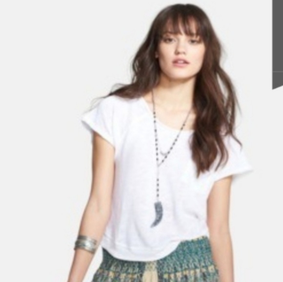 Free People Tops - Free People Molly's crop tee white size S c